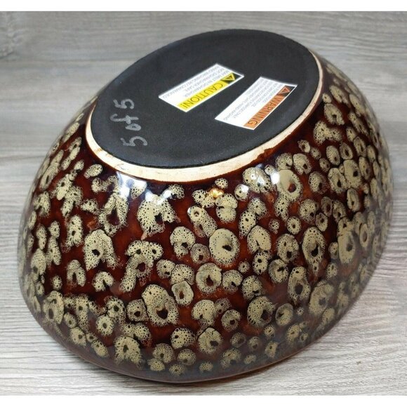 Glazed Ceramic Bowl Oval Swoop Shape Hand Painted Decorative Dish Raised Dots - Picture 4 of 12